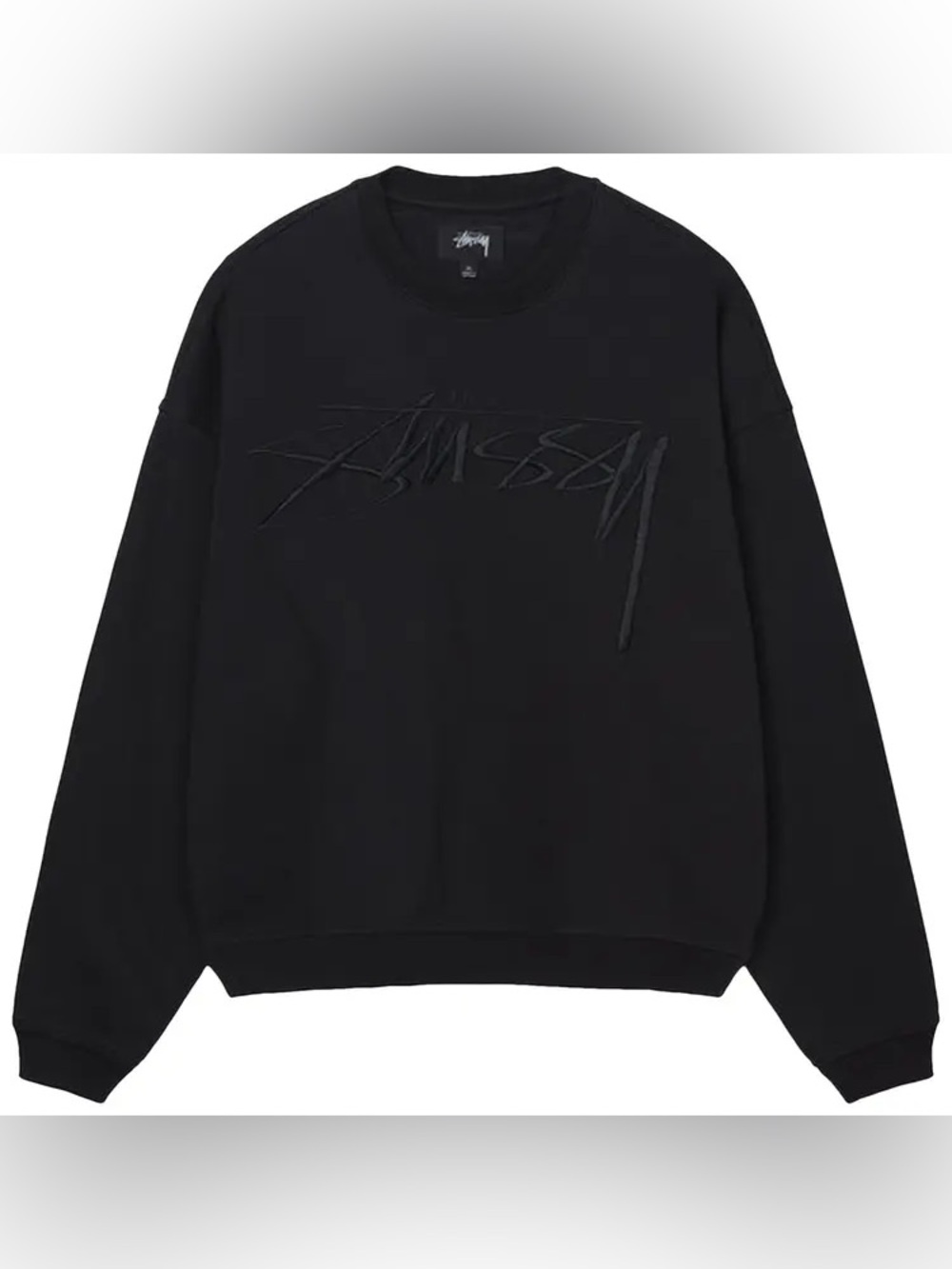 Stussy Black Tonal Logo Crewneck Sweater